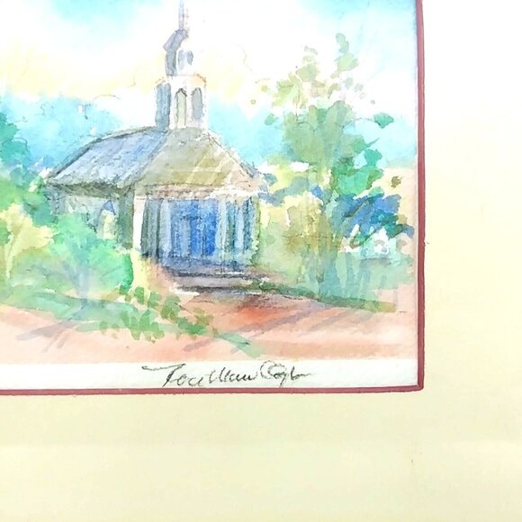 Rose Ogle Country Church Watercolor Painting Signed Original Artwork Matted - Picture 3 of 7